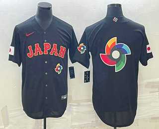 Mens Japan Baseball 2023 Black World Big Logo With Patch Classic Stitched Jerseys->2023 world baseball classic->MLB Jersey